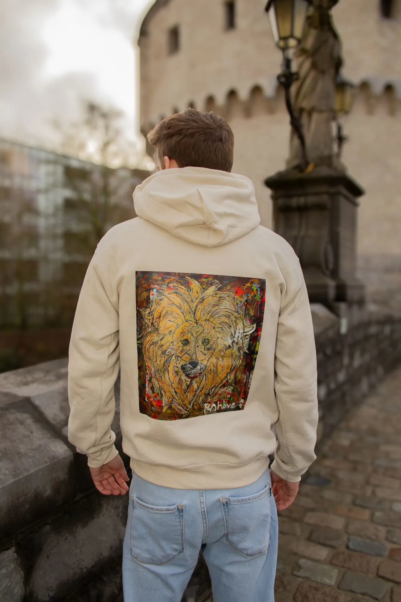 Hoodie - Leeuw  (S, Beige)