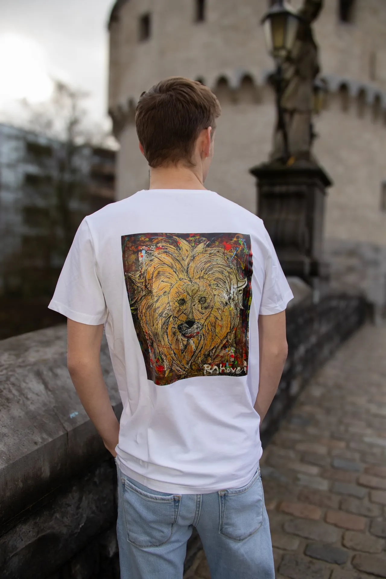 T-shirt - Leeuw | Belgische streetwear  (Man, S, Beige)